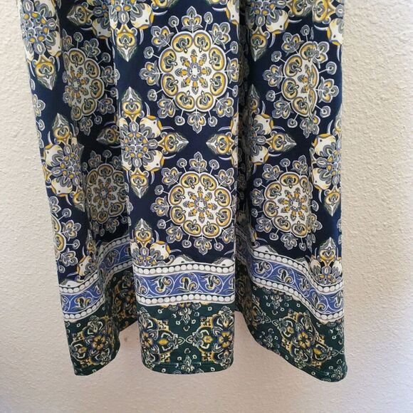 Max Studio Maxi Dress Size S Blue With Medallion Print Halter Dress Beach - Picture 3 of 16